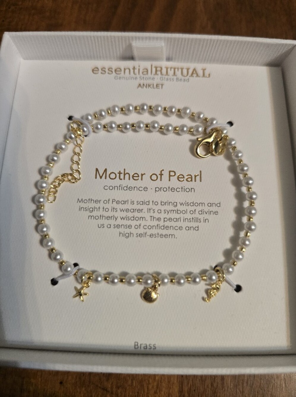 Mother of Pearl Pearl Bracelet with Gold Star and Coin Charms